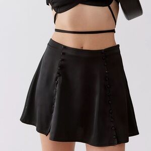 Urban Outfitters Satin Button Mini Skirt - Black